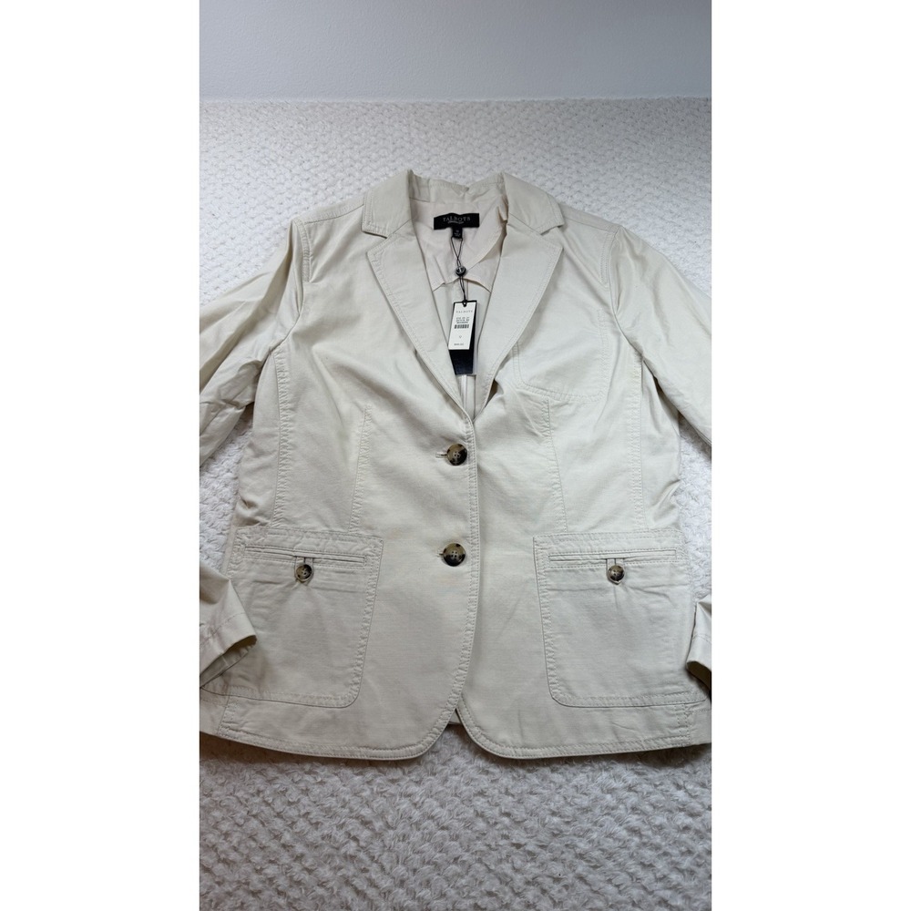 Talbots Kate Fit Ivory Cotton Blazer Jacket Size 12 New With Tags